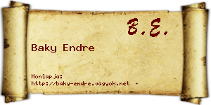 Baky Endre névjegykártya